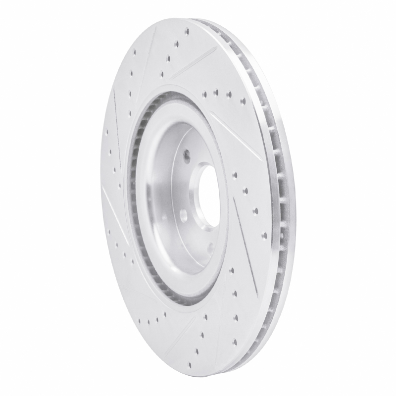 Ford Focus Brake Rotor (1) - Front Right - R1 Concepts - Drilled & Slotted - Silver - `16-`18